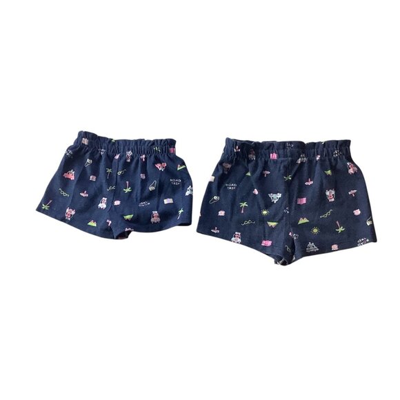 Lot Of 2pc Garanimals Baby Girl Shorts Size 6-9m & 0-3m Navy Elastic Waist - Picture 8 of 12